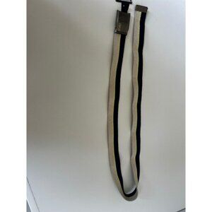 Alphanumeric Striped Belt Beige Navy Yellow S/M Adjustable Casual